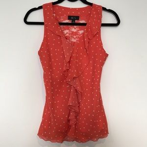 Polka dot top with ruffle and lace details by BCX